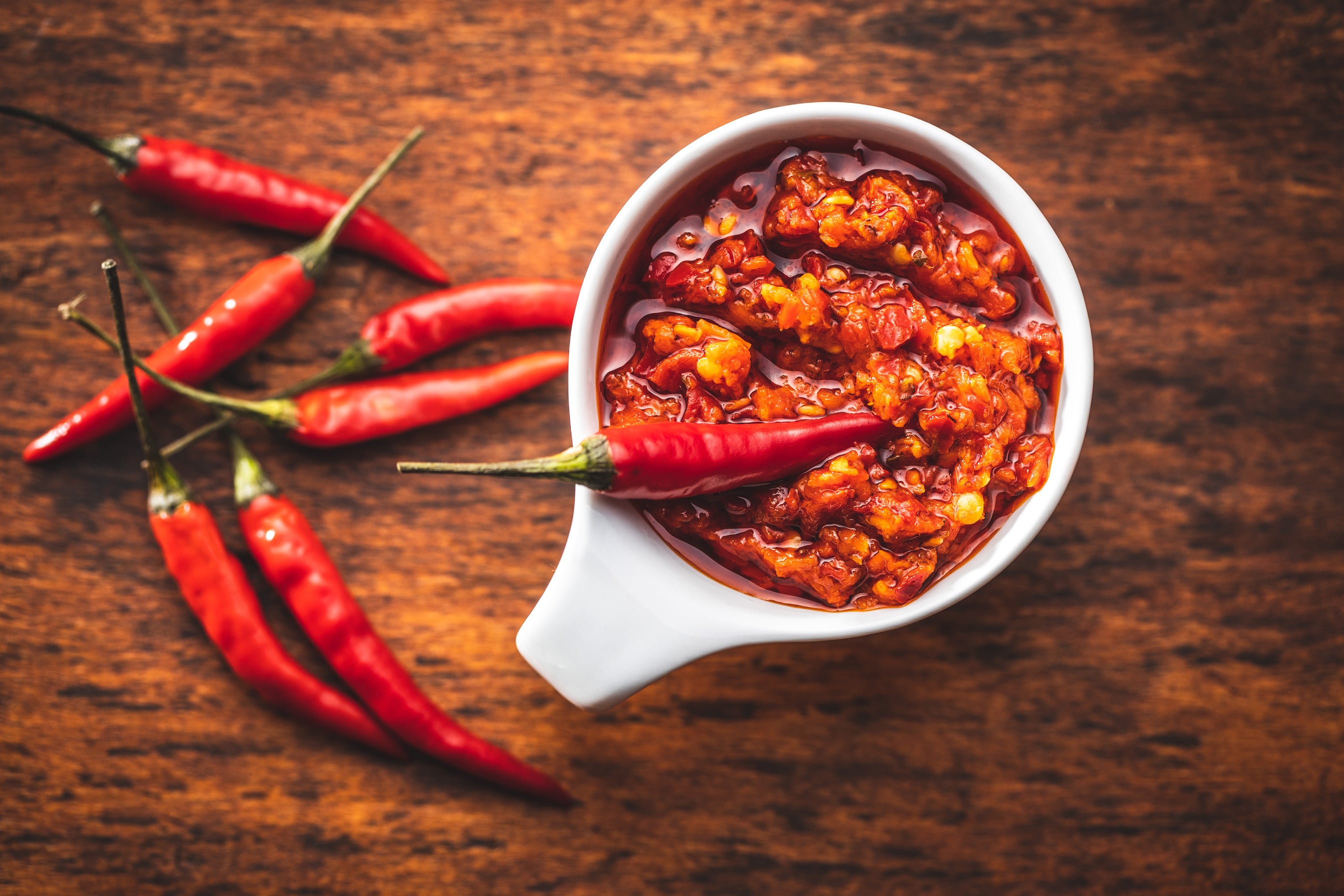 Red hot chili paste and chili pepper